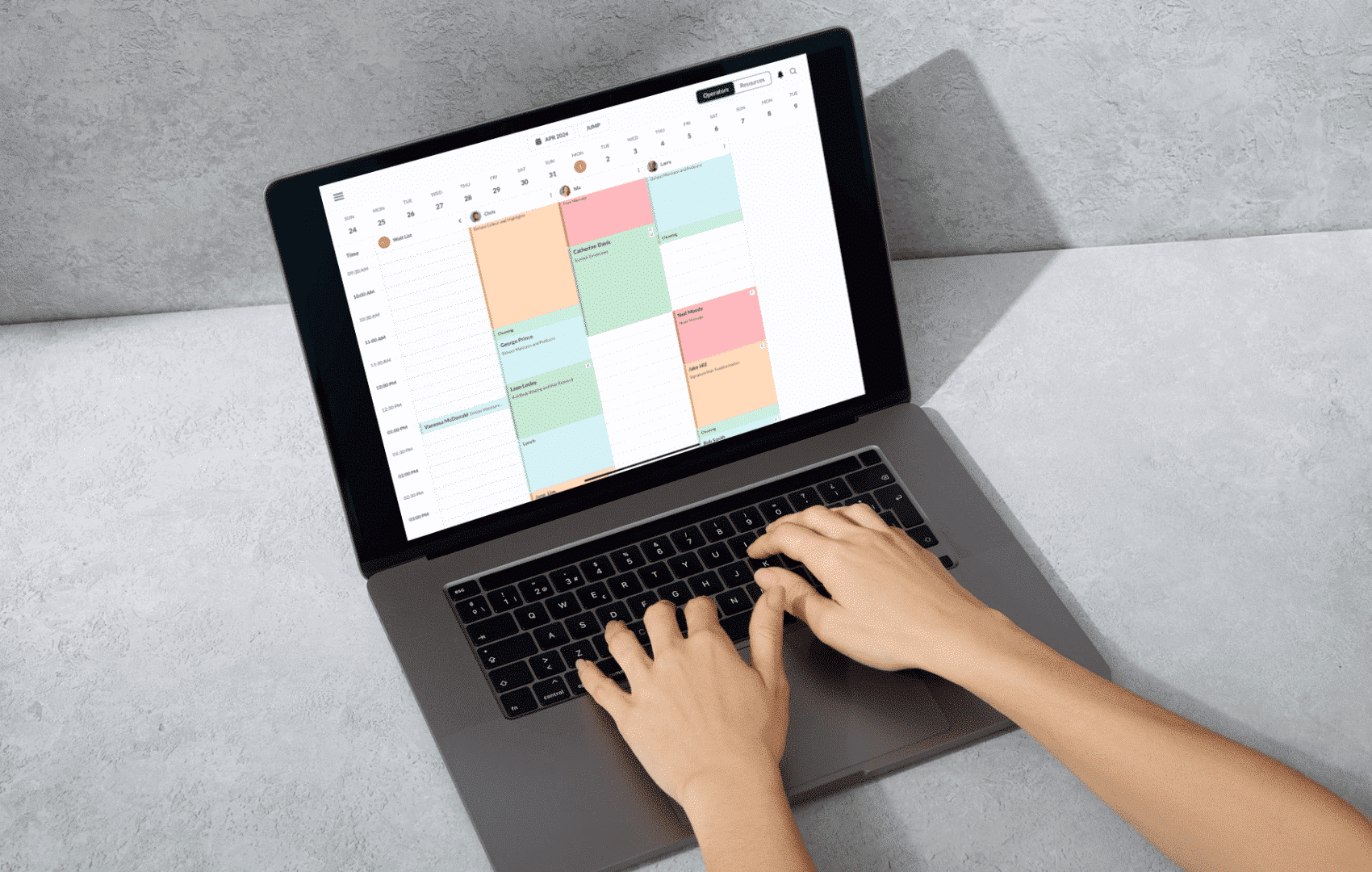 Digital calendar of a salon scheduling software for a beauty salon booking system