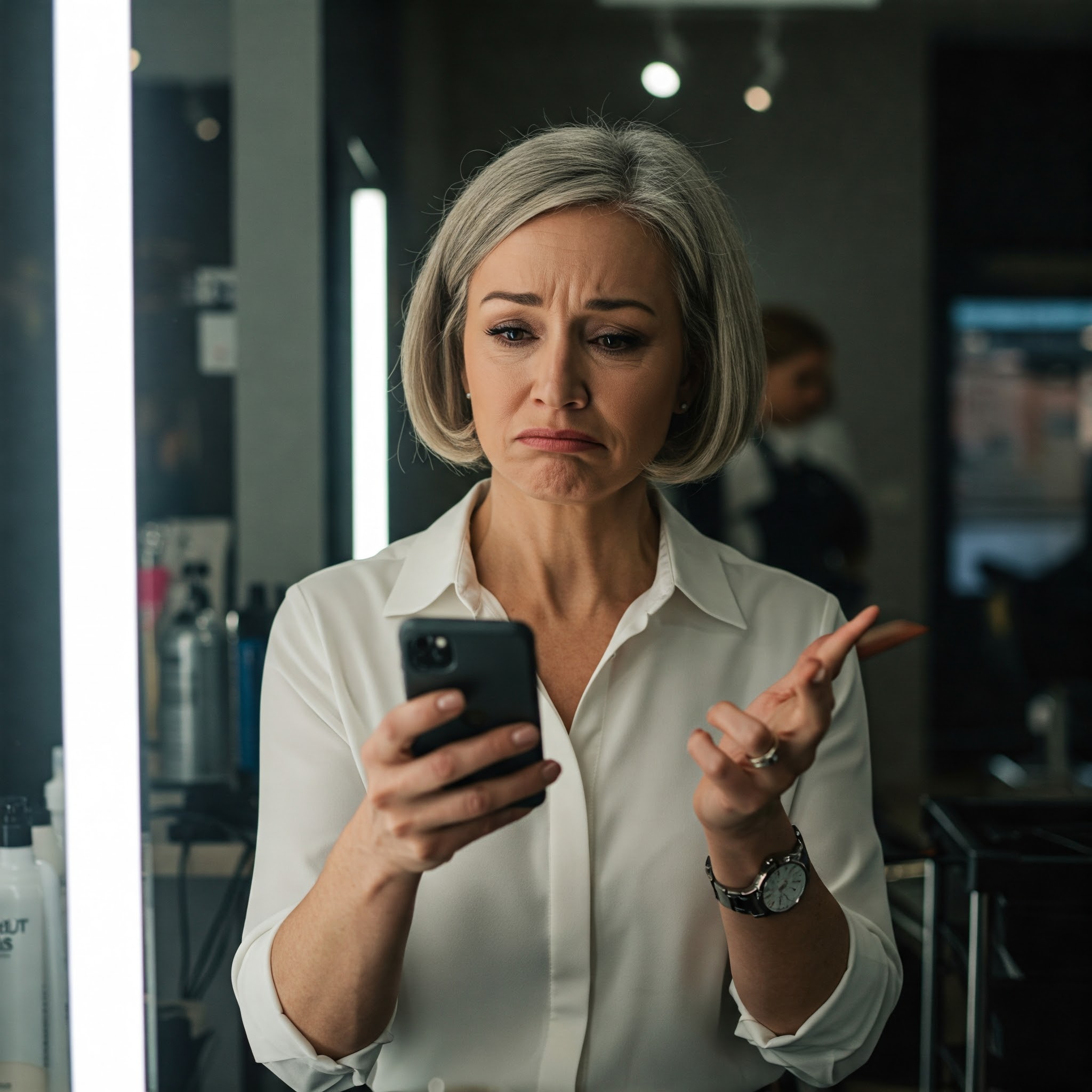 This salon owner's expression reflects the time wasted on phone tag. Learn how online booking can alleviate this problem and allow you to focus on client care.